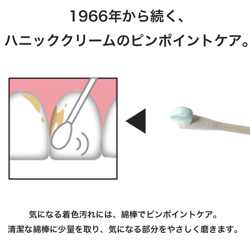 ギャラリービューアに画像をロードする, ハニッククリーム ハードを清潔な綿棒に少量取り、気になる歯の着色汚れをピンポイントでケアする使い方
