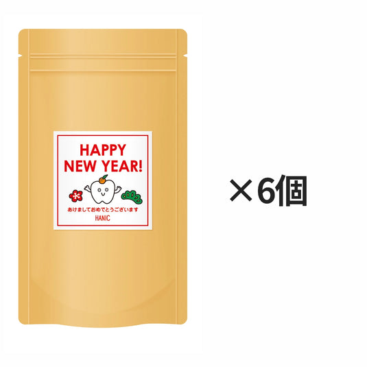 あけましておめでとうございますメッセージシール付きギフト用ペーパー歯みがき6個セット