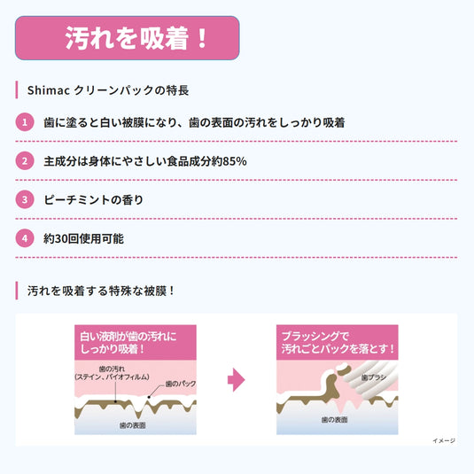 シマック クリーンパック ホワイト 歯に膜をつくり汚れを吸着して落とす歯膜剤の特長